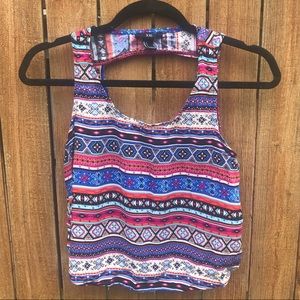 Forever 21 Open Back Tribal Crop Top Size Small